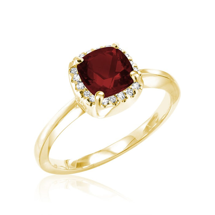 Garnet and Diamond Ring in Yellow