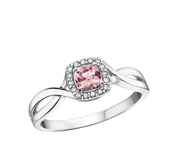 Pink Tourmaline and Diamond Ring in White