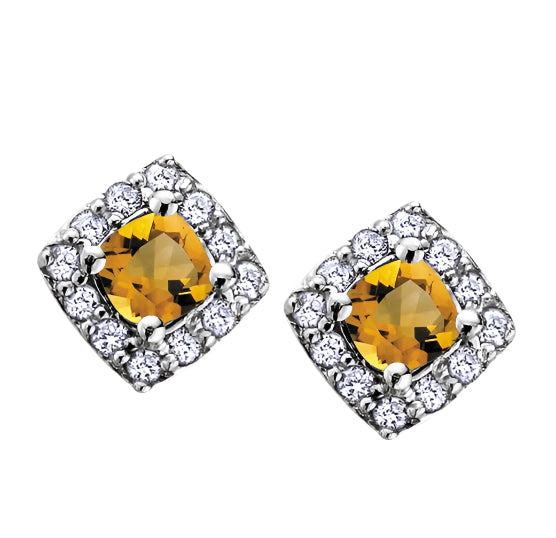 Citrine and Diamond Earrings