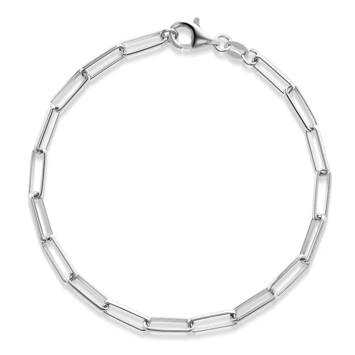 Paper Clip Fine Link Bracelet in White