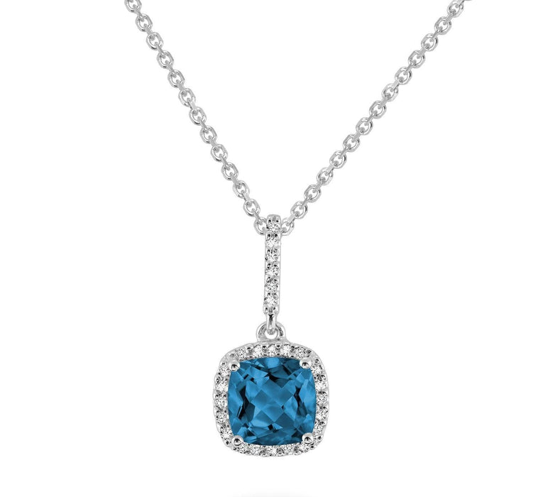Blue Topaz and Diamond Necklace in White