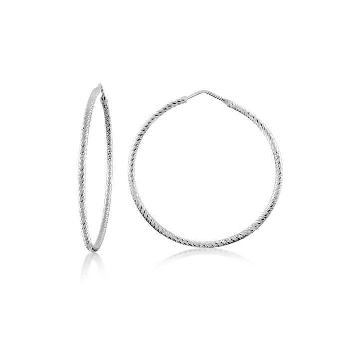 Large Diamond Cut Hoops in White