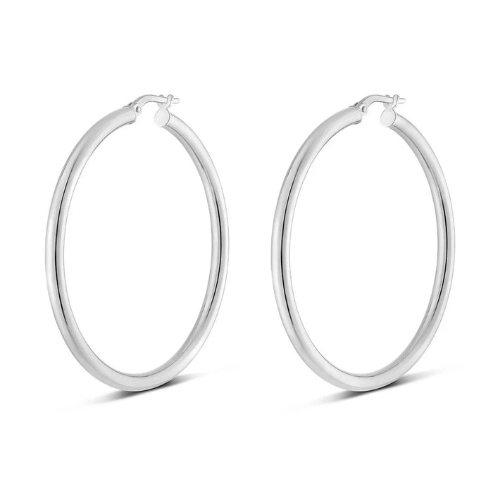 Large Round Tube Hoops in White
