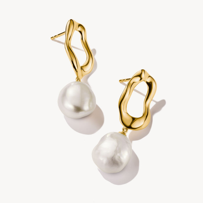 Pearl Drop Earrings in Yellow