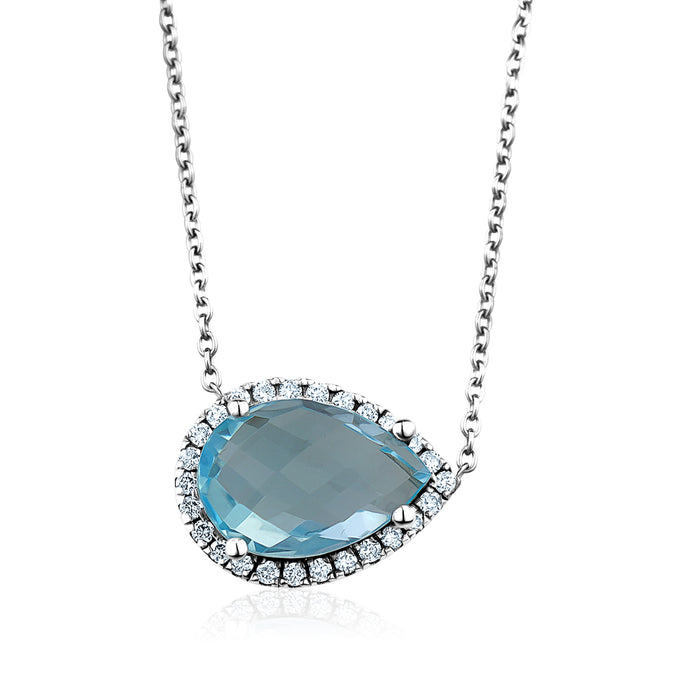 Blue Topaz and Diamond Necklace