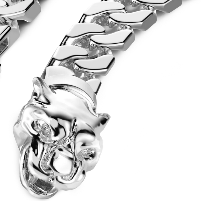 Panther Head Silver Bracelet