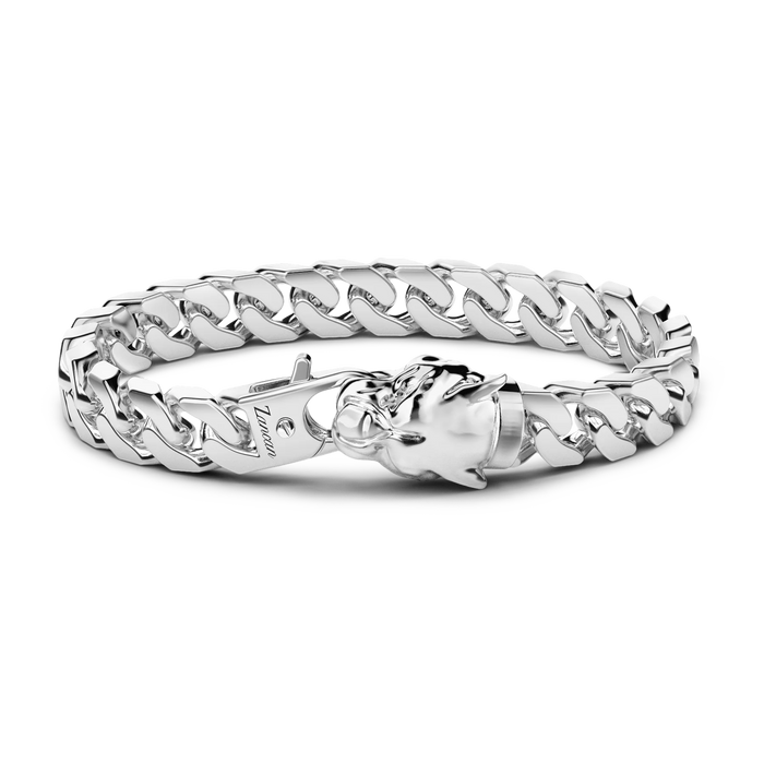 Panther Head Silver Bracelet