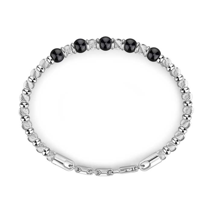 Soft Silver Bracelet with Onyx