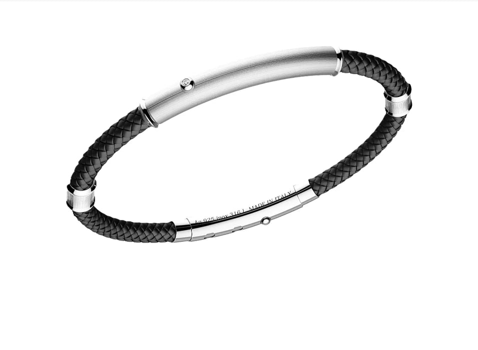 Black Kevlar Bracelet with Silver
