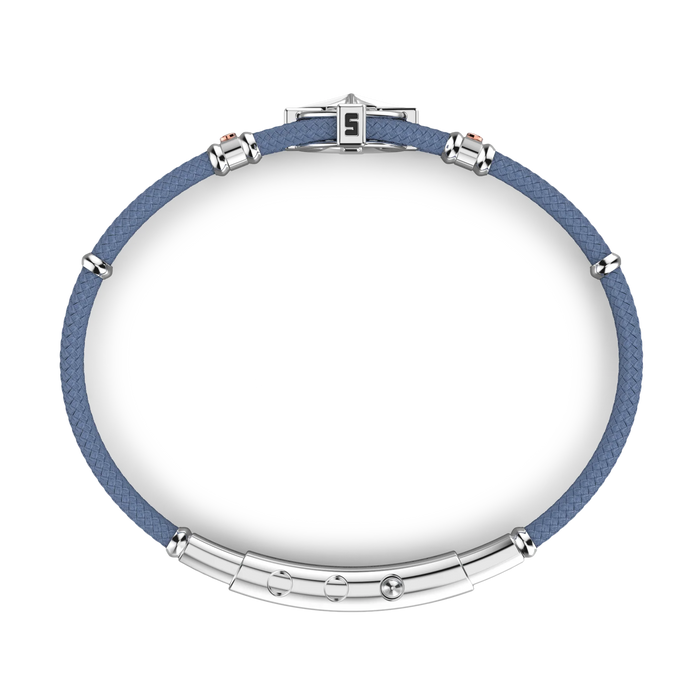 Cadet Blue Kevlar Bracelet with Silver and Rose Gold
