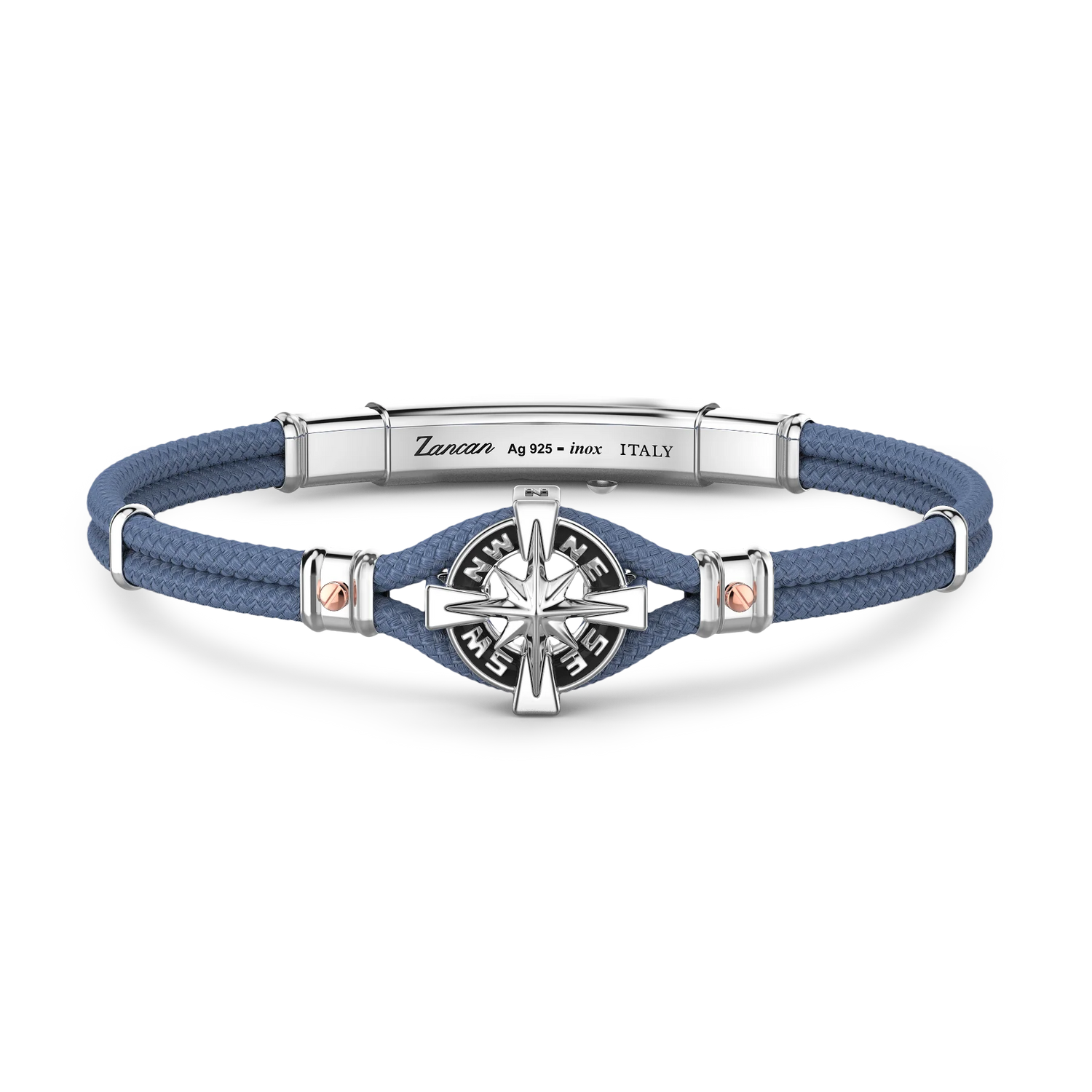 Cadet Blue Kevlar Bracelet with Silver and Rose Gold