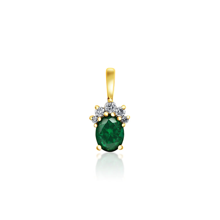 Emerald and Diamond Yellow Gold Pendant