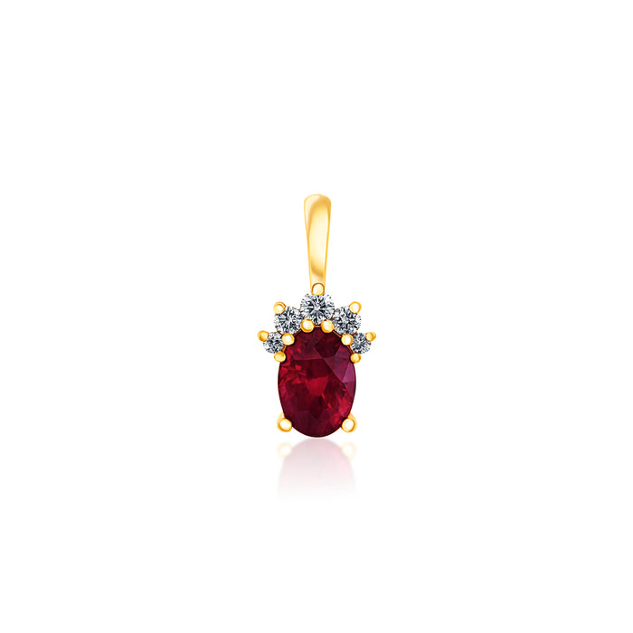 Ruby and Diamond Yellow Gold Pendant