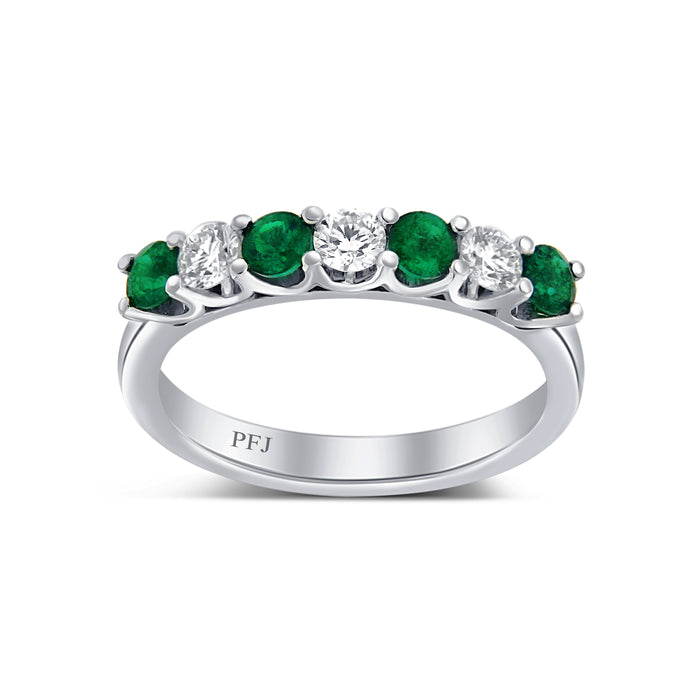 Emerald and Diamond White Gold Ring