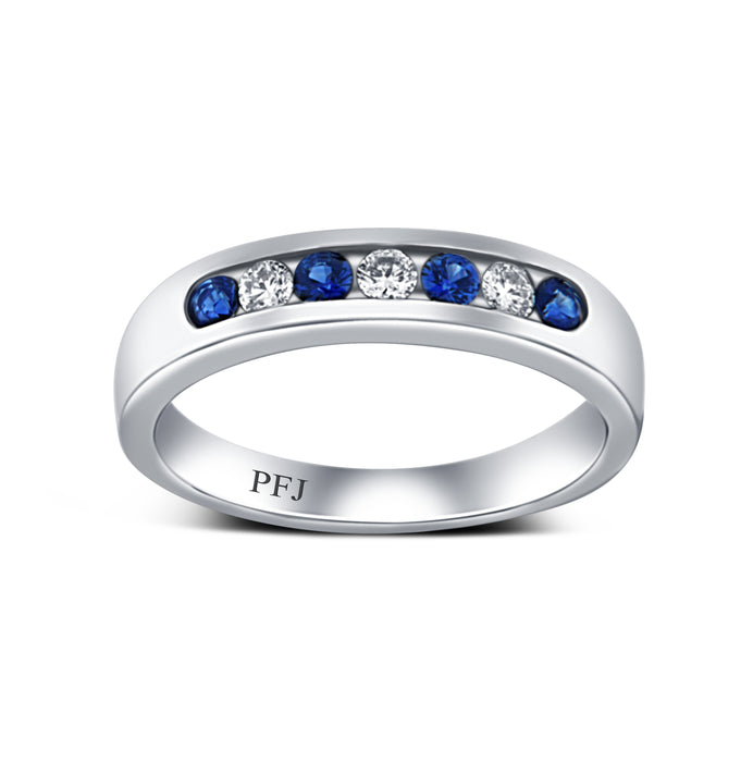 Sapphire and Diamond White Gold Band