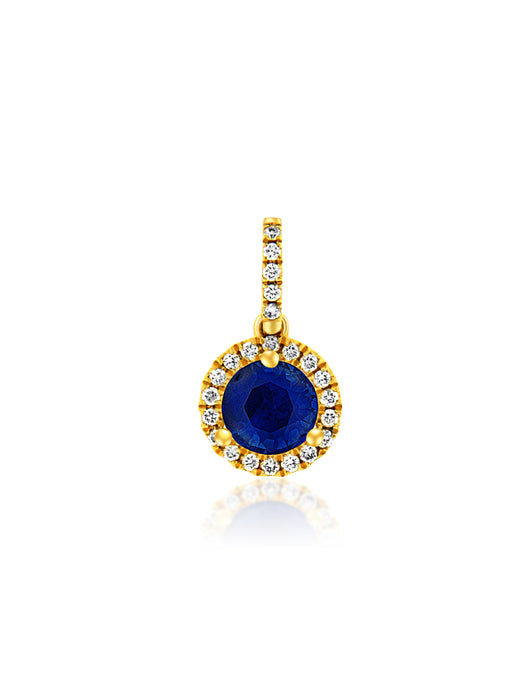 Sapphire and Diamond Yellow Gold Pendant