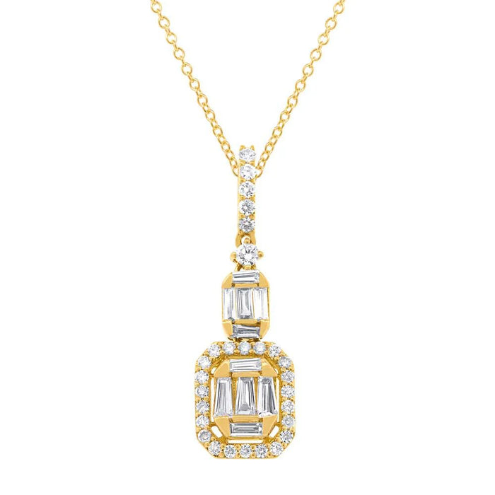 Diamond Baguette Necklace in Yellow