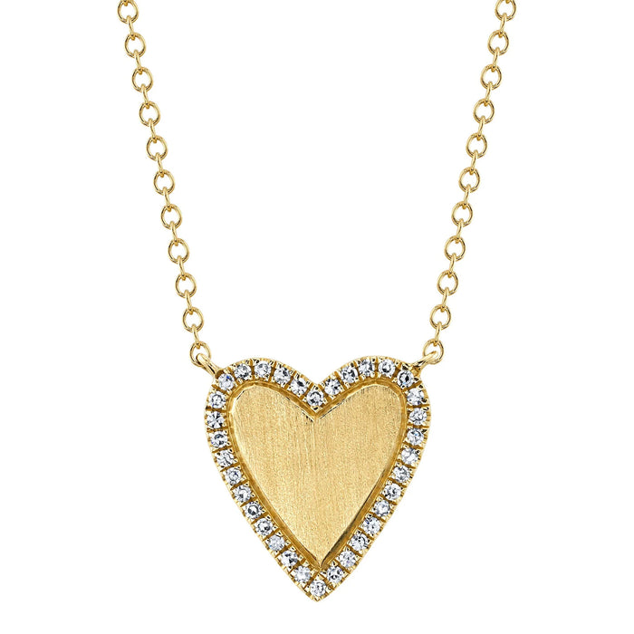 Diamond Heart Matte Necklace in Yellow