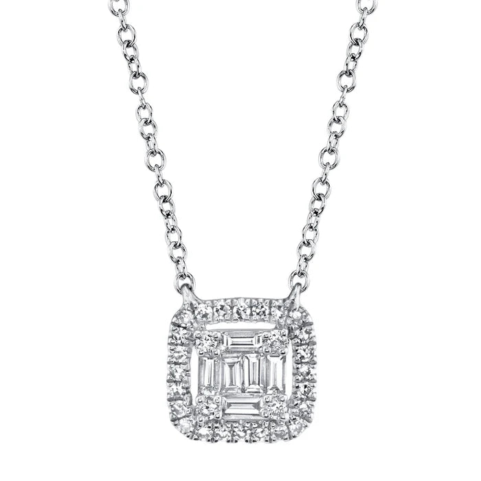 Diamond Baguette Necklace in White