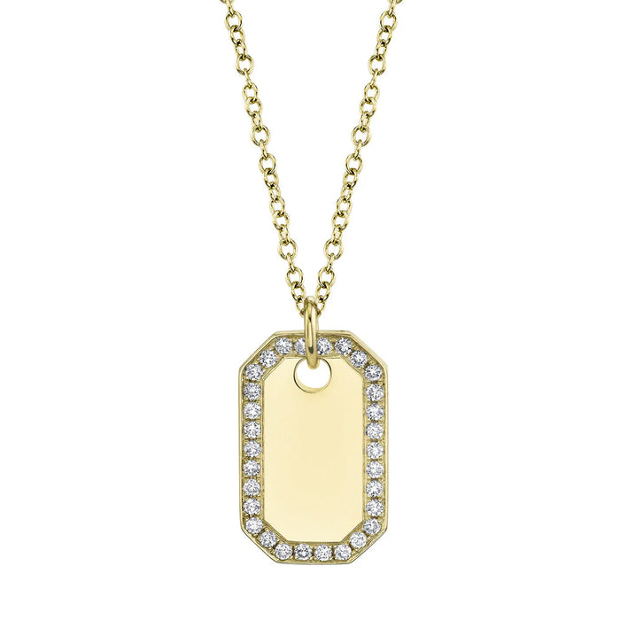 Diamond Tag Necklace in Yellow
