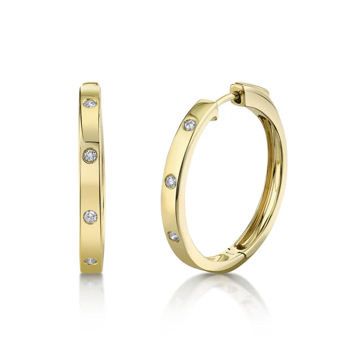 Diamond Hoop Earrings in Yellow