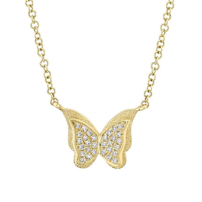 Diamond Butterfly Necklace in Yellow