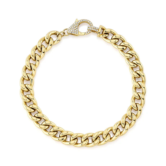 Diamond Clasp Cuban Link Bracelet in Yellow