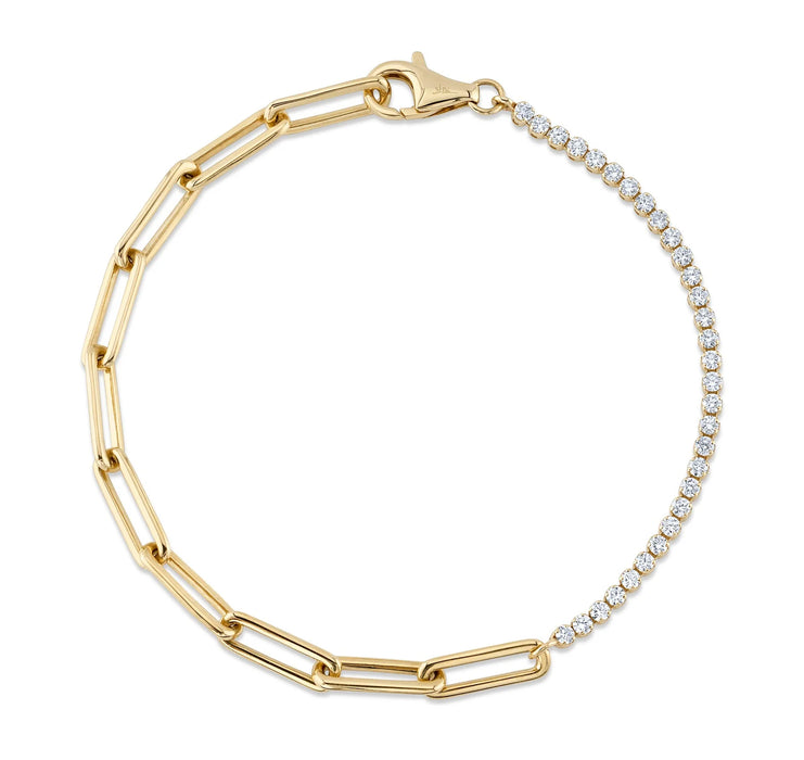Diamond Paper Clip Link Bracelet in Yellow