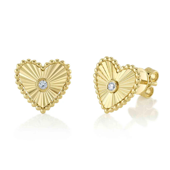 Diamond Heart Earrings in Yellow