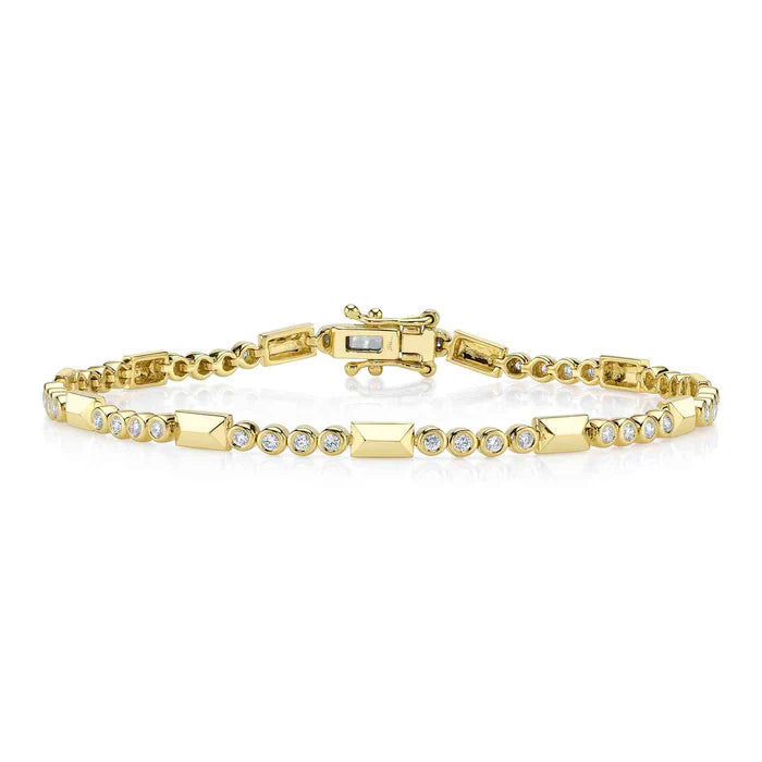 Diamond Bezel Geo Cut Bracelet in Yellow